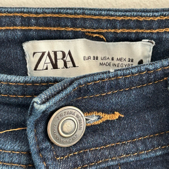 ZARA High Rise Wide Leg Marine Patch Pocket Jeans Cropped Size 6 - Picture 6 of 12